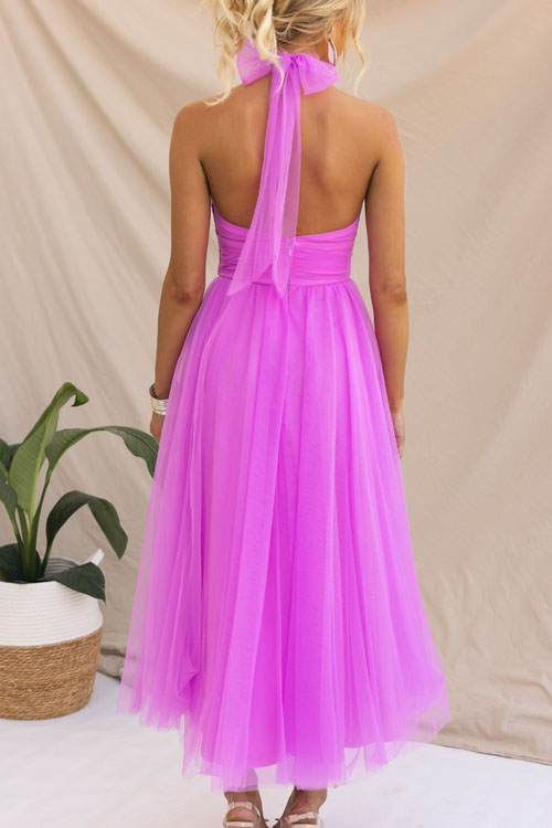 Nonnadress Halter Mesh High Neck Vacation Style Dress