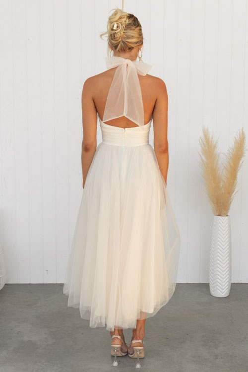 Nonnadress Halter Mesh High Neck Vacation Style Dress