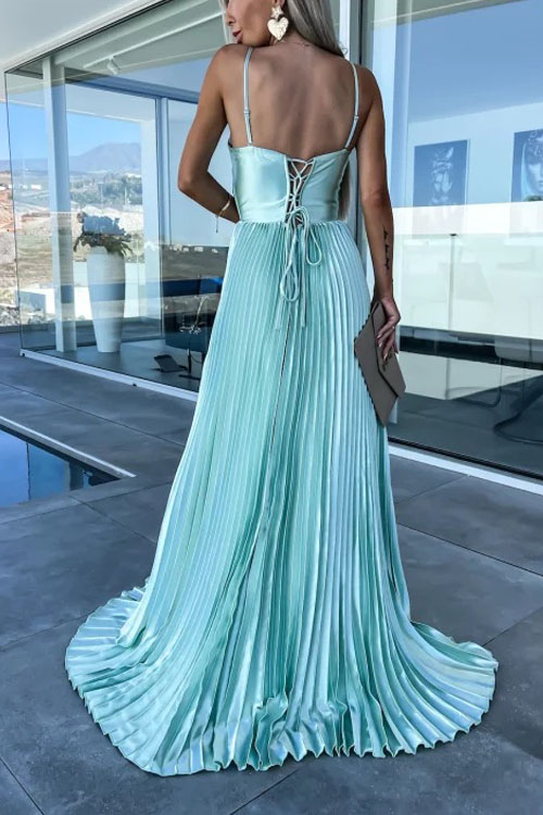 Casual Fashion Strap Satin Pleated Dress