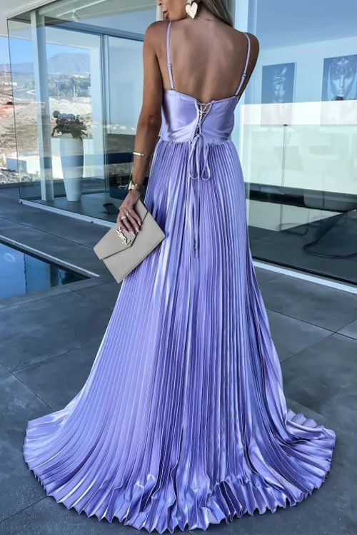 Casual Fashion Strap Satin Pleated Dress