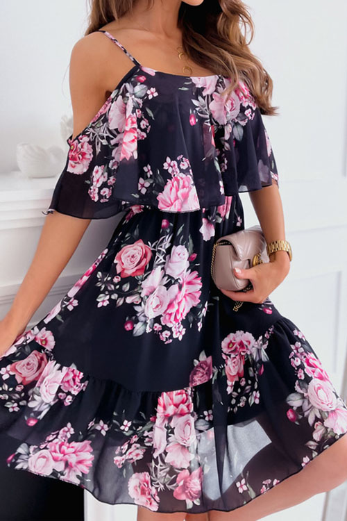 Nonnadress Chiffon Floral Off-Shoulder Dress
