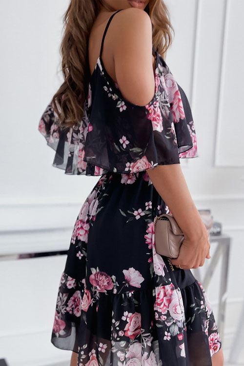 Nonnadress Chiffon Floral Off-Shoulder Dress