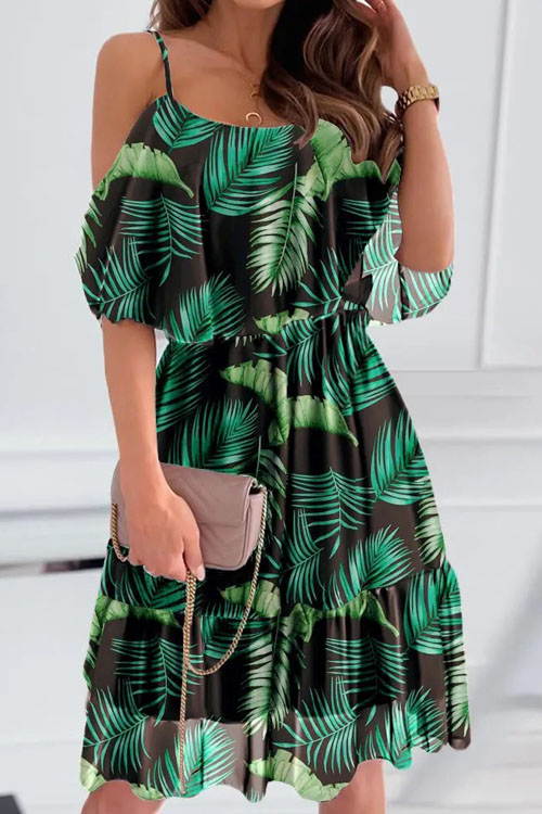 Nonnadress Chiffon Floral Off-Shoulder Dress