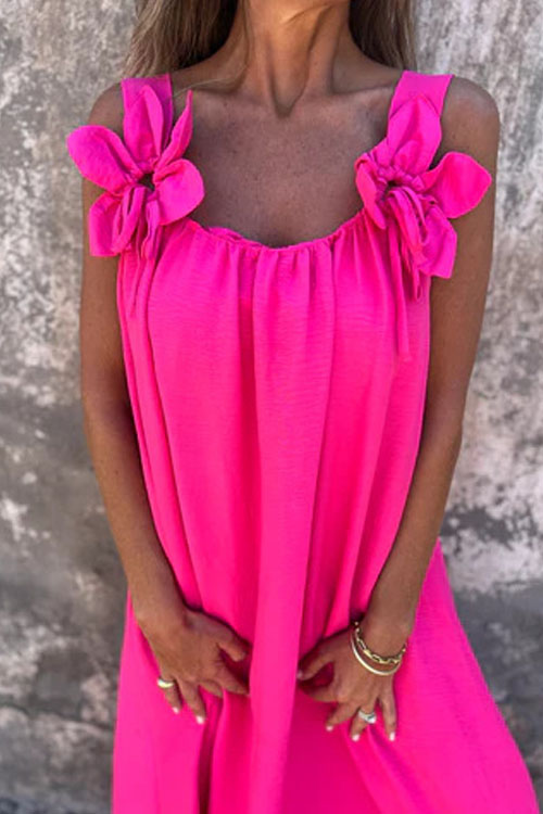 Nonnadress Loose Cubic Flower U Neck Dress