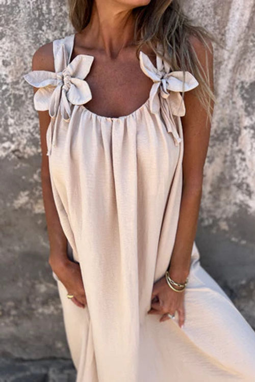 Nonnadress Loose Cubic Flower U Neck Dress