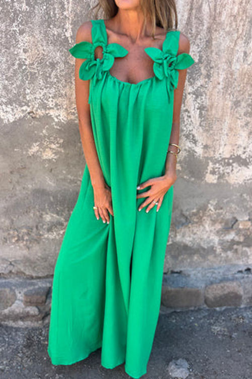 Nonnadress Loose Cubic Flower U Neck Dress