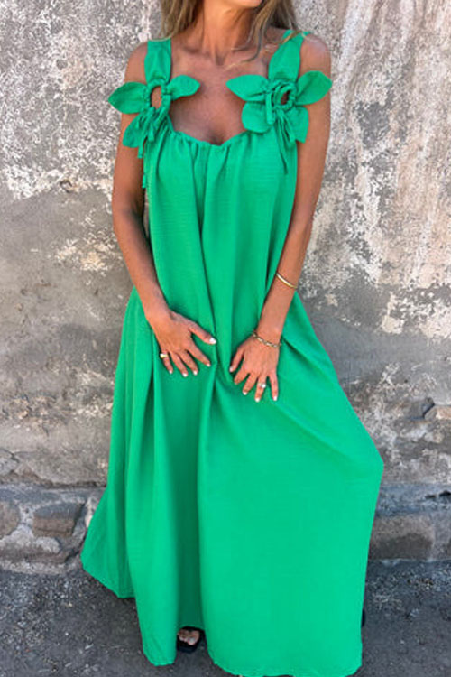 Nonnadress Loose Cubic Flower U Neck Dress