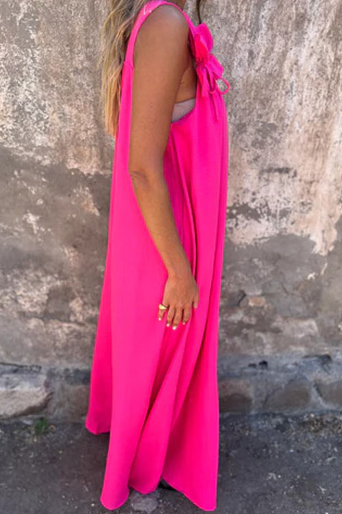 Nonnadress Loose Cubic Flower U Neck Dress