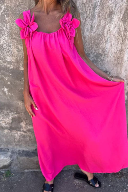 Nonnadress Loose Cubic Flower U Neck Dress