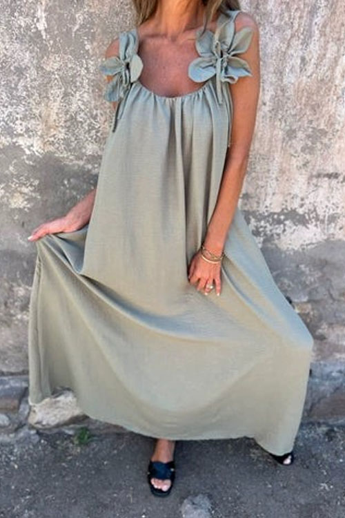 Nonnadress Loose Cubic Flower U Neck Dress