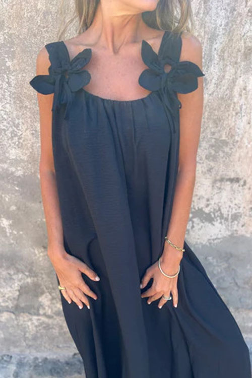 Nonnadress Loose Cubic Flower U Neck Dress