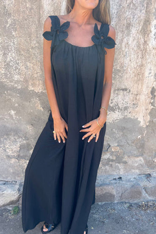 Nonnadress Loose Cubic Flower U Neck Dress