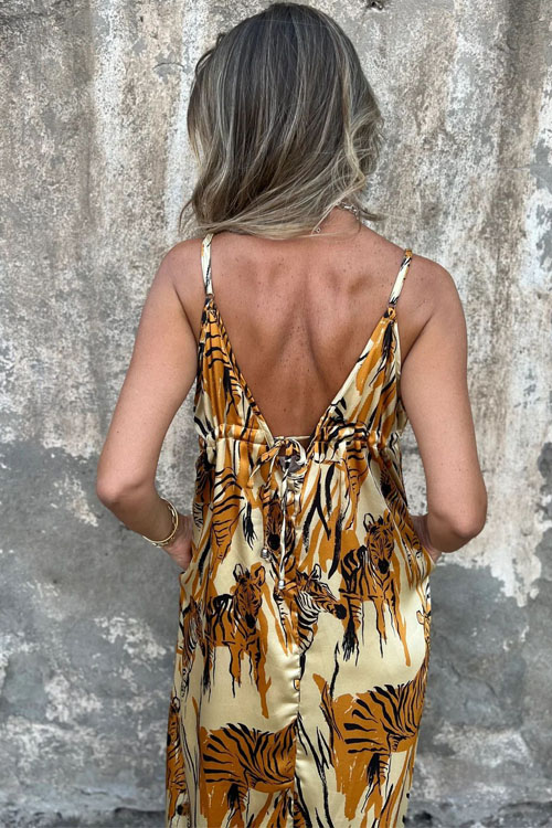 Nonnadress Loose Zebra Printed Backless Dress