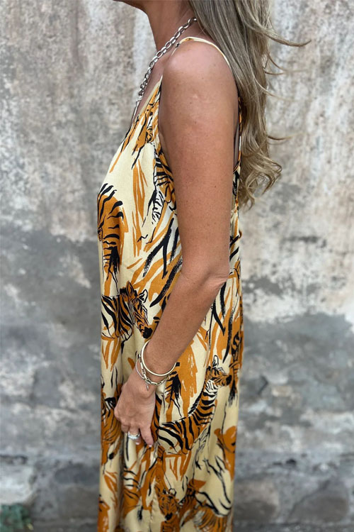 Nonnadress Loose Zebra Printed Backless Dress