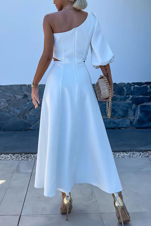 Nonnadress Slanted Shoulder Satin Split Double Layer Dress