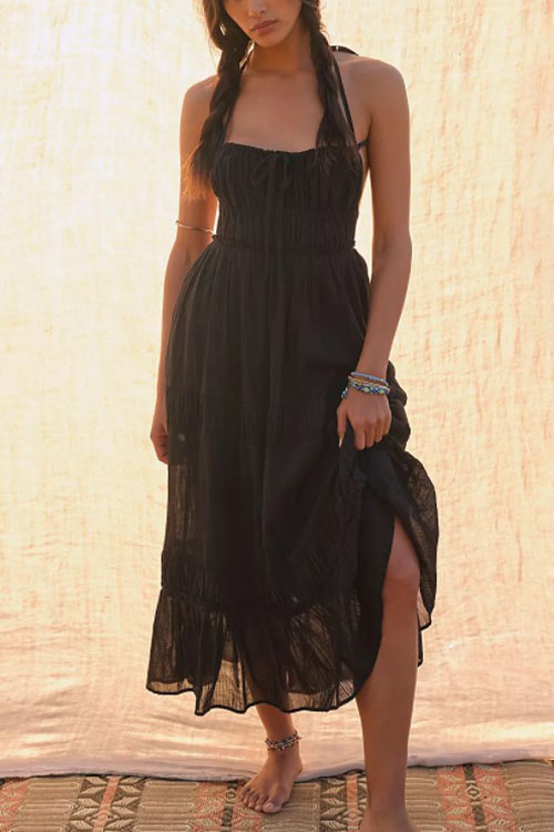 folklore august Beach pleated dress