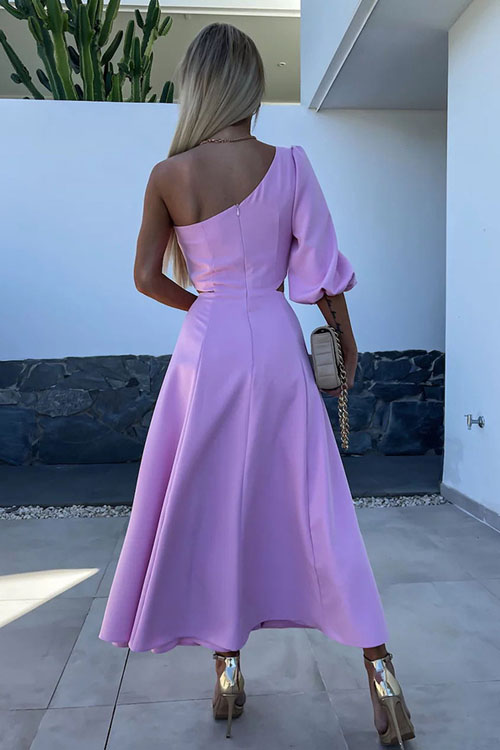 Nonnadress Slanted Shoulder Satin Split Double Layer Dress