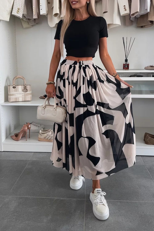 Nonnadress Summer High Waist Slim Printed Half-body Skirt