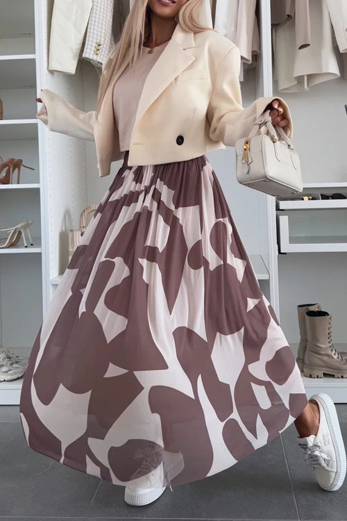 Nonnadress Summer High Waist Slim Printed Half-body Skirt