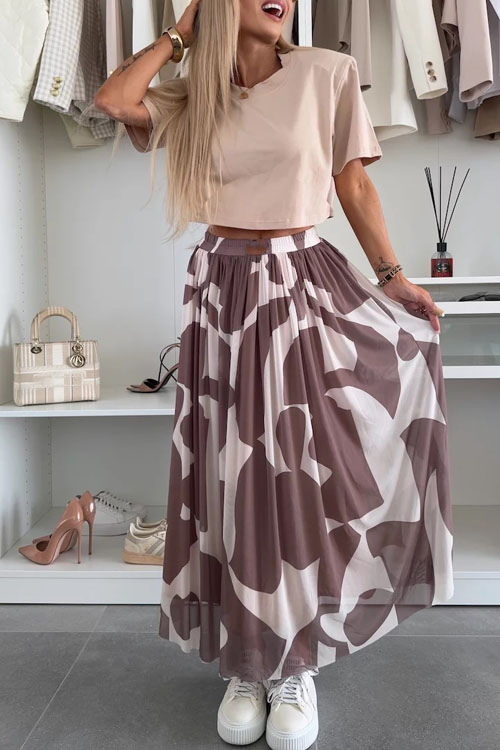 Nonnadress Summer High Waist Slim Printed Half-body Skirt