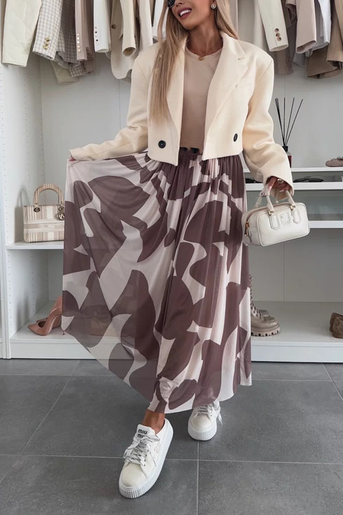 Nonnadress Summer High Waist Slim Printed Half-body Skirt