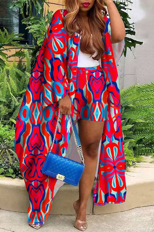 Nonnadress Vacation Loose Cardigan & Shorts Two-piece Set