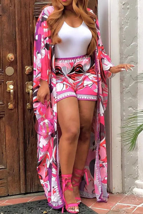 Nonnadress Vacation Loose Cardigan & Shorts Two-piece Set