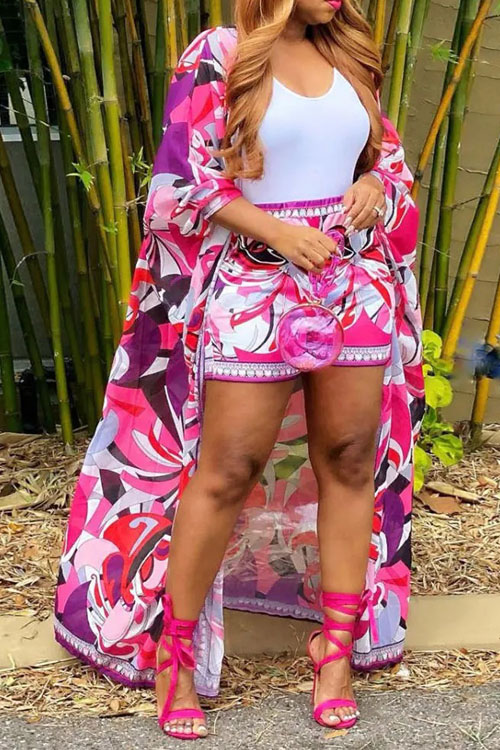 Nonnadress Vacation Loose Cardigan & Shorts Two-piece Set