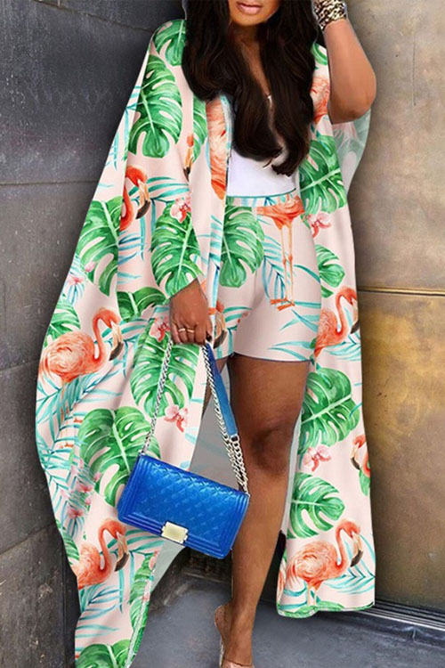 Nonnadress Vacation Loose Cardigan & Shorts Two-piece Set