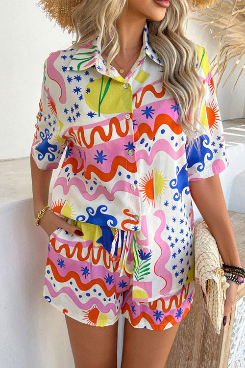 Nonnadress Boho Casual Printed Shorts Set