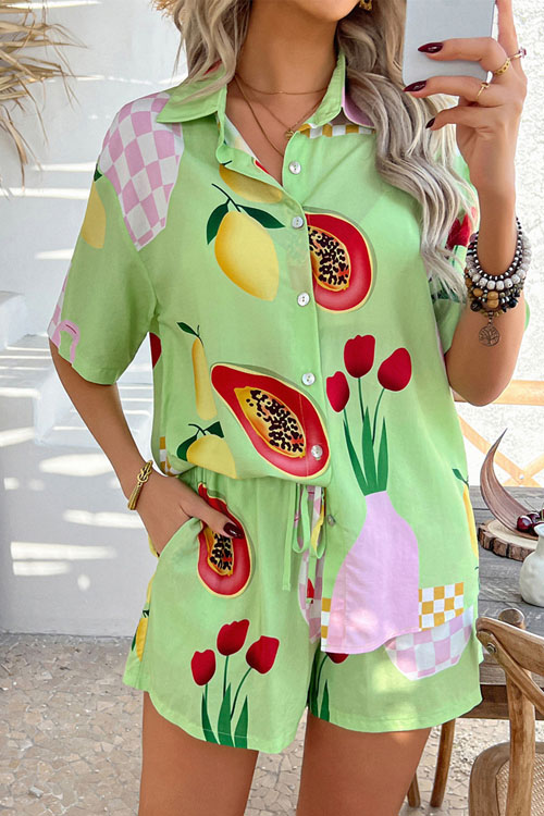 Nonnadress Boho Casual Printed Shorts Set