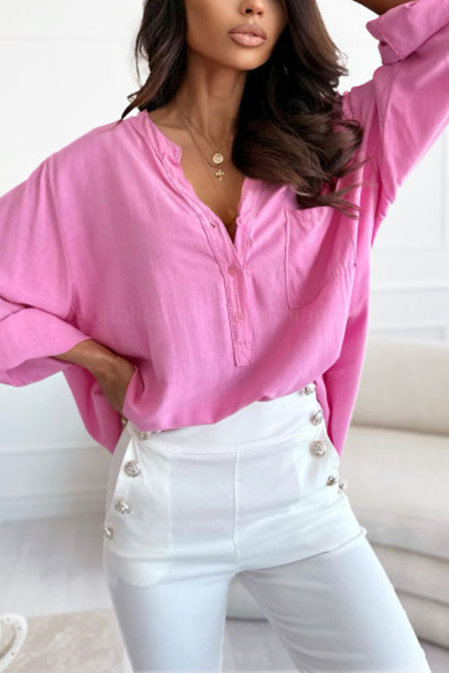 Nonnadress Simple Half-Open Collar Single-Breasted Blouse