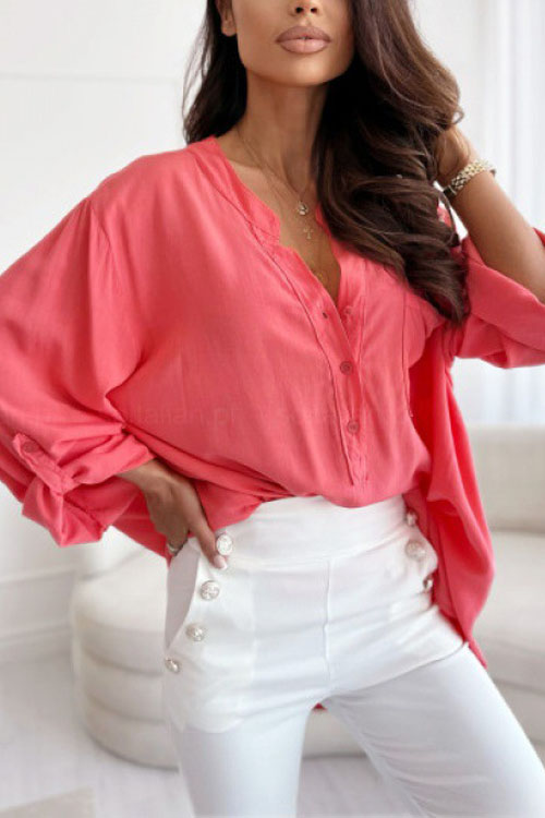 Nonnadress Simple Half-Open Collar Single-Breasted Blouse