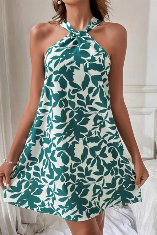 Nonnadress Backless Ruffled Halter Neck Dress