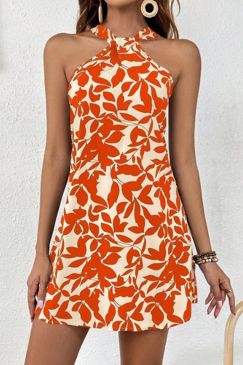 Nonnadress Backless Ruffled Halter Neck Dress