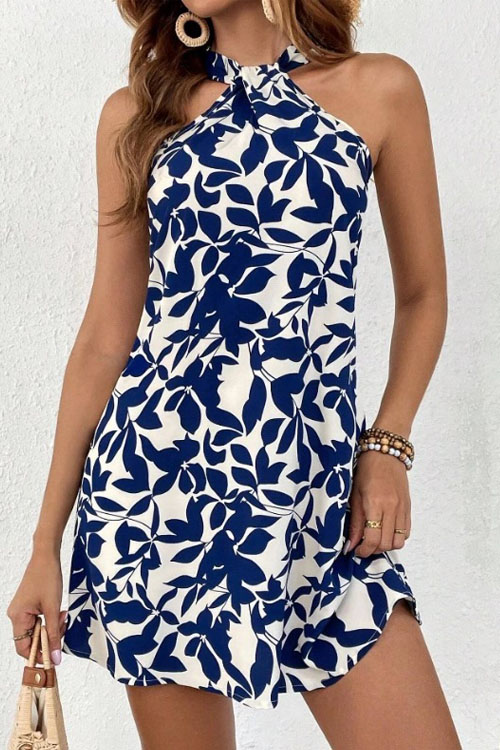 Nonnadress Backless Ruffled Halter Neck Dress