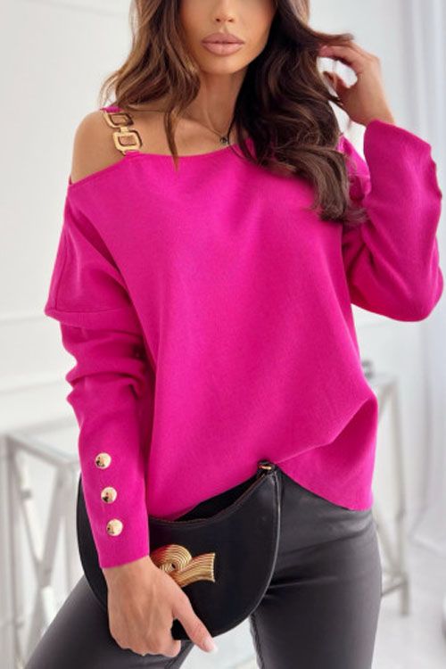 Nonnadress Button-Adorned Long Sleeve Top