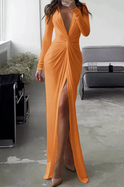 Nonnadress Slim Fit V-neck Pleated Skirt Formal Dress