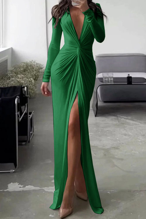 Nonnadress Slim Fit V-neck Pleated Skirt Formal Dress