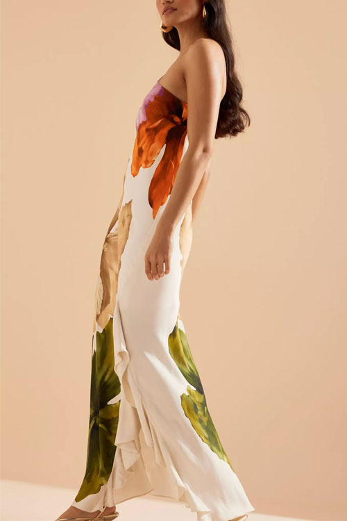 Nonnadress Vacation Slouchy Shoulder Printed Dress