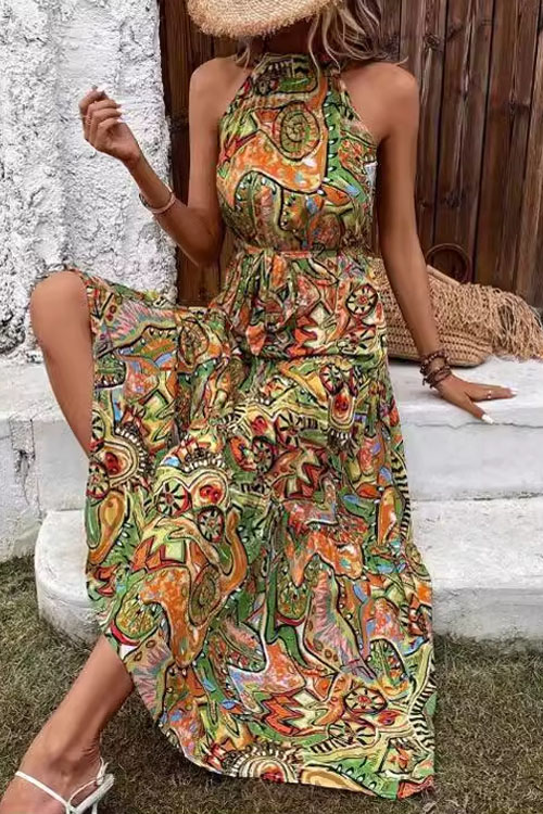 Nonnadress Bohemian Vintage Halterneck Maxi Dress