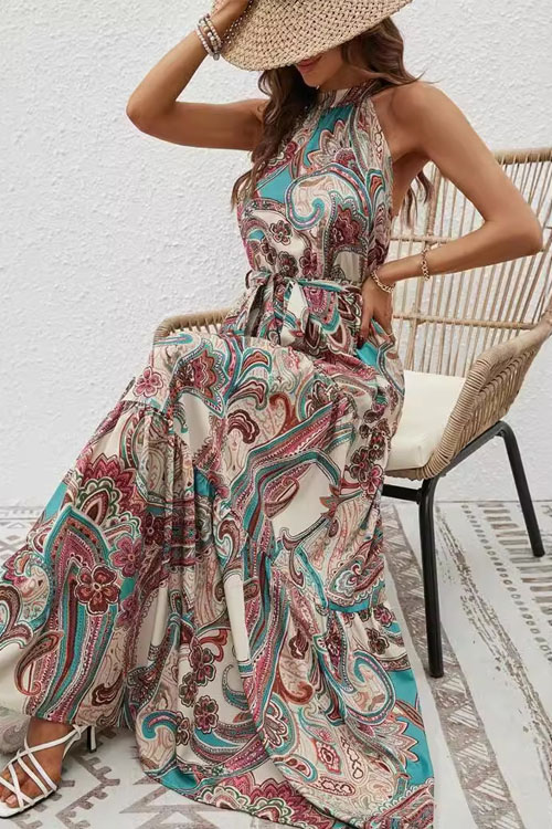 Nonnadress Bohemian Vintage Halterneck Maxi Dress