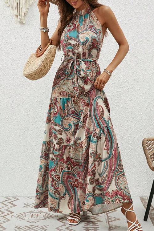 Nonnadress Bohemian Vintage Halterneck Maxi Dress