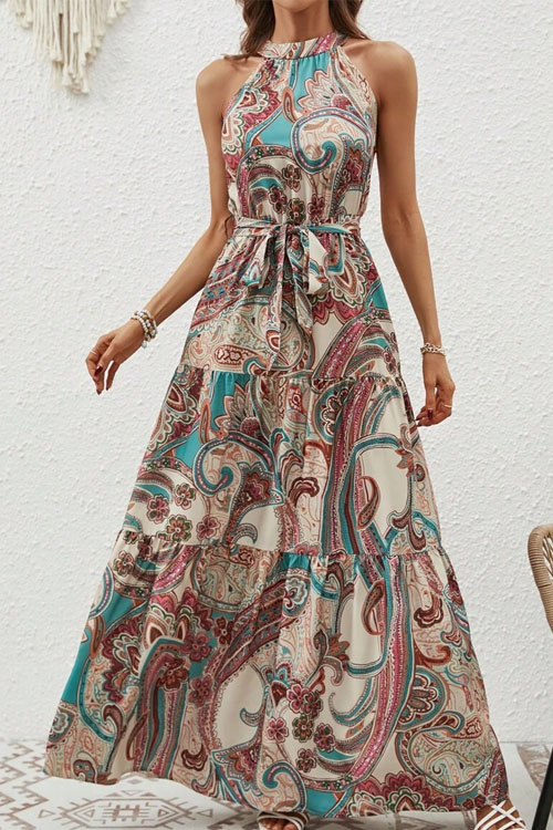 Nonnadress Bohemian Vintage Halterneck Maxi Dress