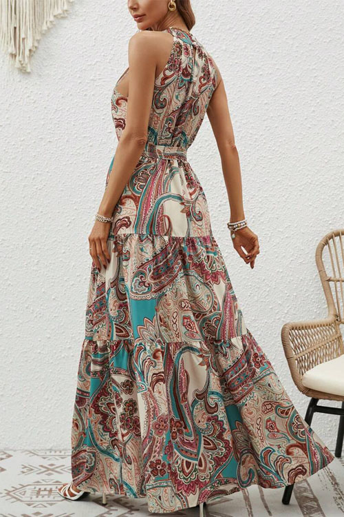 Nonnadress Bohemian Vintage Halterneck Maxi Dress