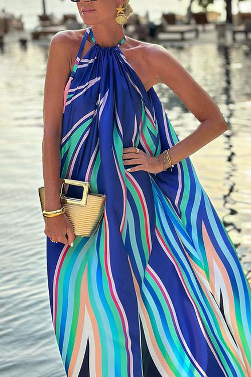 Nonnadress Vacation Printed Hanging Neck Dress