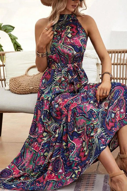 Nonnadress Bohemian Vintage Halterneck Maxi Dress