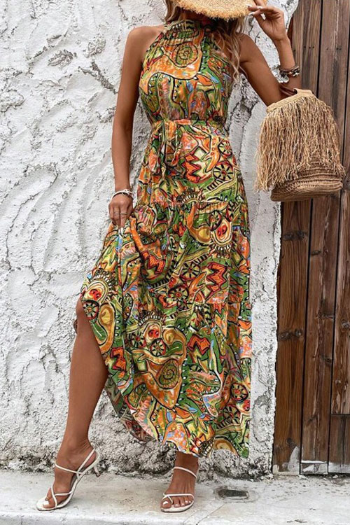 Nonnadress Bohemian Vintage Halterneck Maxi Dress