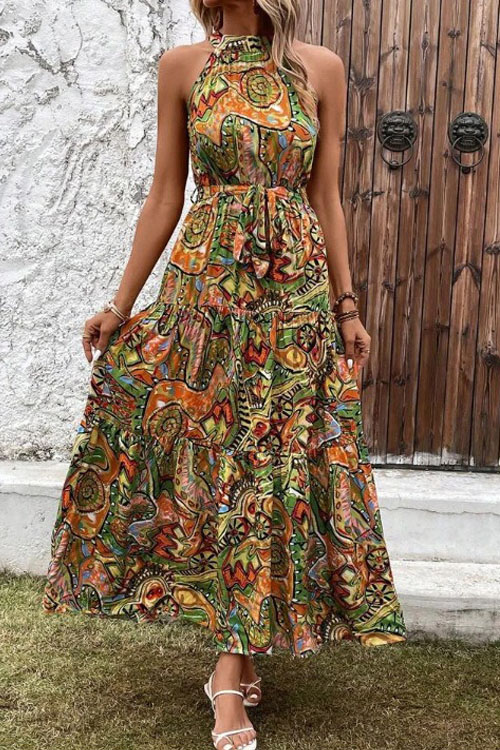Nonnadress Bohemian Vintage Halterneck Maxi Dress