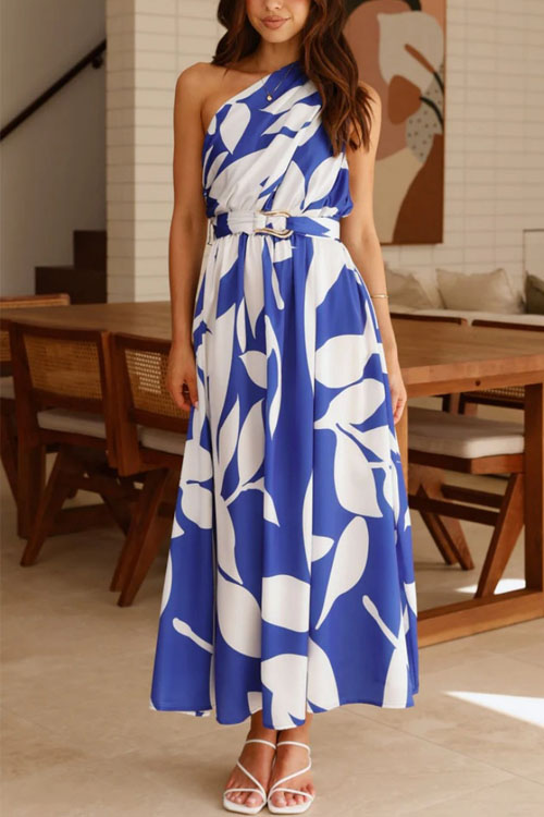 Nonnadress Slant Shoulder Belt Hem Dress